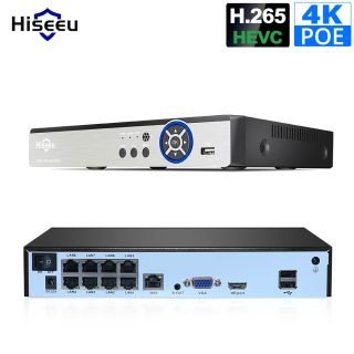 BgCamera Bulgaria Hiseeu 4K 8MP POE NVR 8CH ONVIF H.265 Видео рекордер за Kамера Мрежово наблюдение POE IP 1080P
